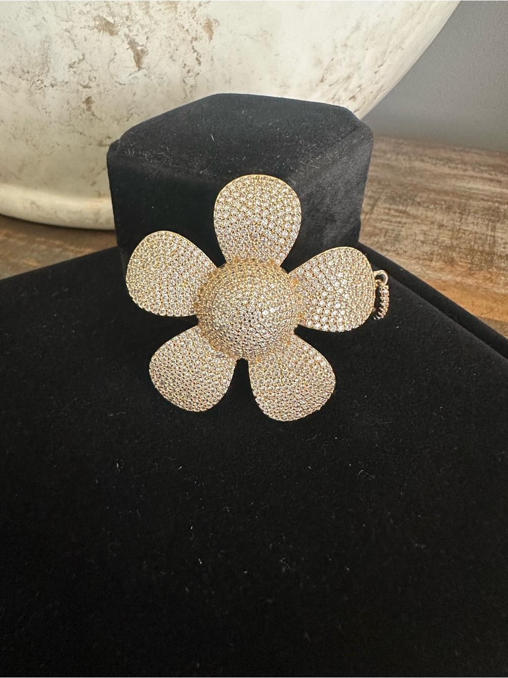 Gold Crystal Flower Pendant Sparkling Women's Jewelry